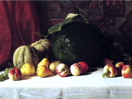 Still Life with Melons, Pears and Apples by George Hetzel - Hand-Painted Oil Painting on Canvas Online Sale