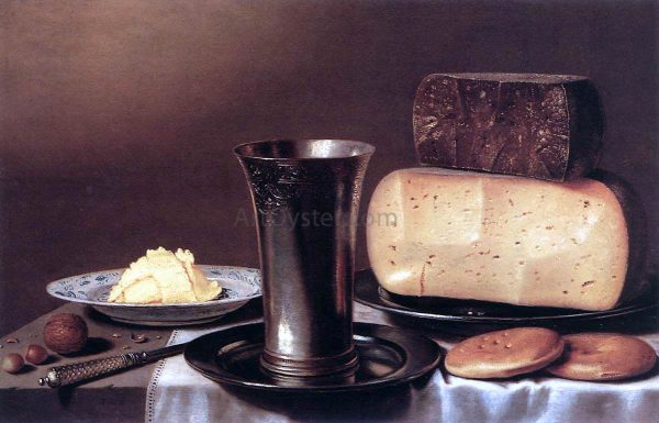 Still-Life with Glass, Cheese, Butter and Cake by Floris Gerritsz Van Schooten - Hand-Painted Oil Painting on Canvas Supply