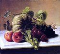 Still Life with Melons, Grapes by George Hetzel - Hand-Painted Oil Painting on Canvas Hot on Sale