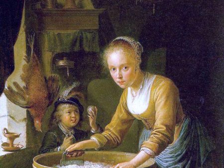 Girl Chopping Onions by Gerrit Dou - Hand-Painted Oil Painting on Canvas Hot on Sale