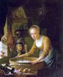 Girl Chopping Onions by Gerrit Dou - Hand-Painted Oil Painting on Canvas Hot on Sale