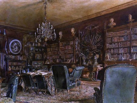 The Library by Rudolf Von Alt - Hand-Painted Oil Painting on Canvas Fashion