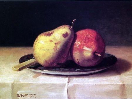 Two Pears on a Dish by George W Platt - Hand-Painted Oil Painting on Canvas Cheap