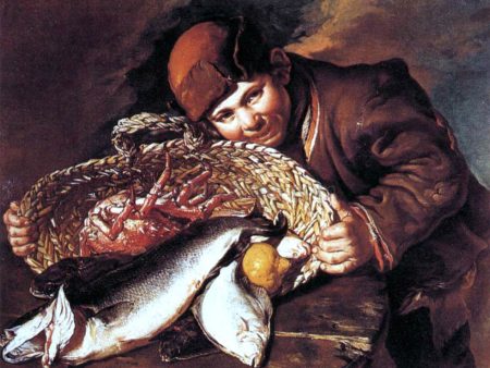 Boy with a Basket of Fish by Giacomo Ceruti - Hand-Painted Oil Painting on Canvas For Discount