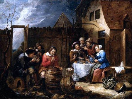 Boors Eating Drinking and Smoking Outside a Cottage by Gillis Van Tilborgh - Hand-Painted Oil Painting on Canvas For Cheap