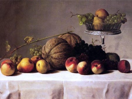 Still Life of Summer Fruit by George Hetzel - Hand-Painted Oil Painting on Canvas For Discount