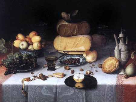 Laid Table with Cheeses and Fruit by Floris Claesz Van Dijck - Hand-Painted Oil Painting on Canvas Online now