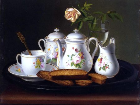 Still Life of Porcelain and Biscuits by George Forster - Hand-Painted Oil Painting on Canvas Online