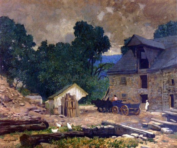 The Mill Yard by Robert Spencer - Hand-Painted Oil Painting on Canvas Discount