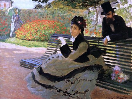 A Bench (also known as Camille Monet on a Garden Bench) by Claude Oscar Monet - Hand-Painted Oil Painting on Canvas Online