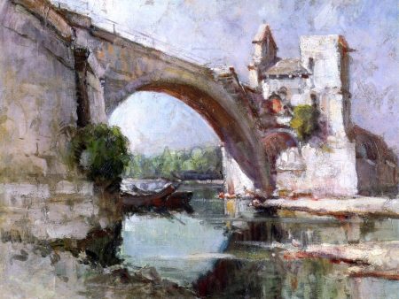 A Bridge at Avignon by Dawson Dawson-Watson - Hand-Painted Oil Painting on Canvas For Sale