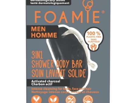 Kietasis prausiklis vyrams Foamie 3 in 1 Shower Body Bar For Men Dark FMBBCH2001, su aktyvinta anglimi Online now