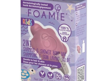 Kietasis prausiklis vaikams Foamie Kids 2 in 1 Shower Body Bar For Kids Turtelly Cute FMKDTG2001, tinka odai ir plaukams Hot on Sale