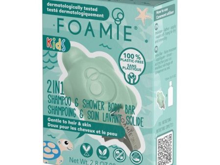 Kietasis prausiklis vaikams Foamie Kids 2 in 1 Shower Body Bar For Kids Turtelly Cool FMKDTB2001, tinka odai ir plaukams Online